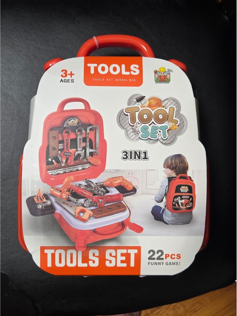 3-in-1 Kids Tool Set Play Kit with 22 Pieces and Carrying Case Backpack
